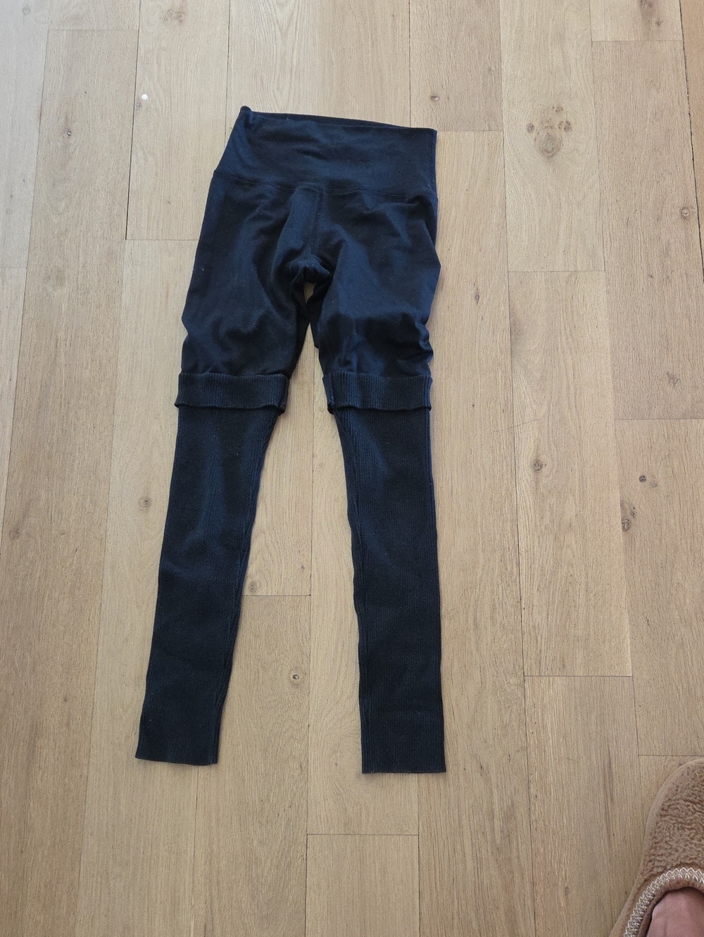 aerie Black High-Waist Ribbed Leggings